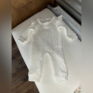 White Cable Knit Baby One-Piece